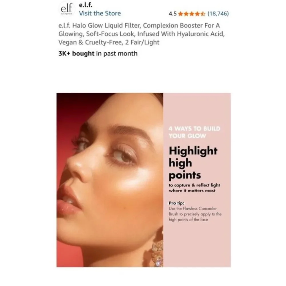 *New* Elf halo glow liquid filter glow booster in #2 Fair/light